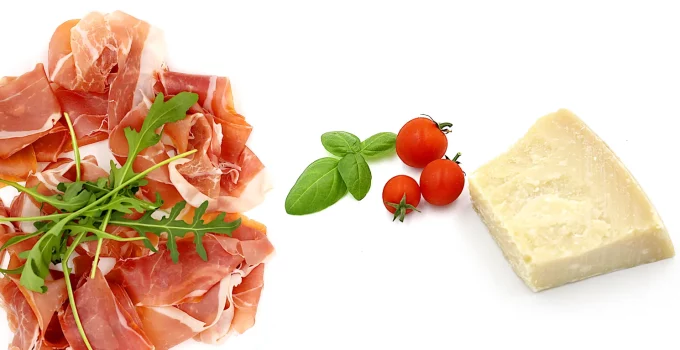 parmesan cheese with prosciutto